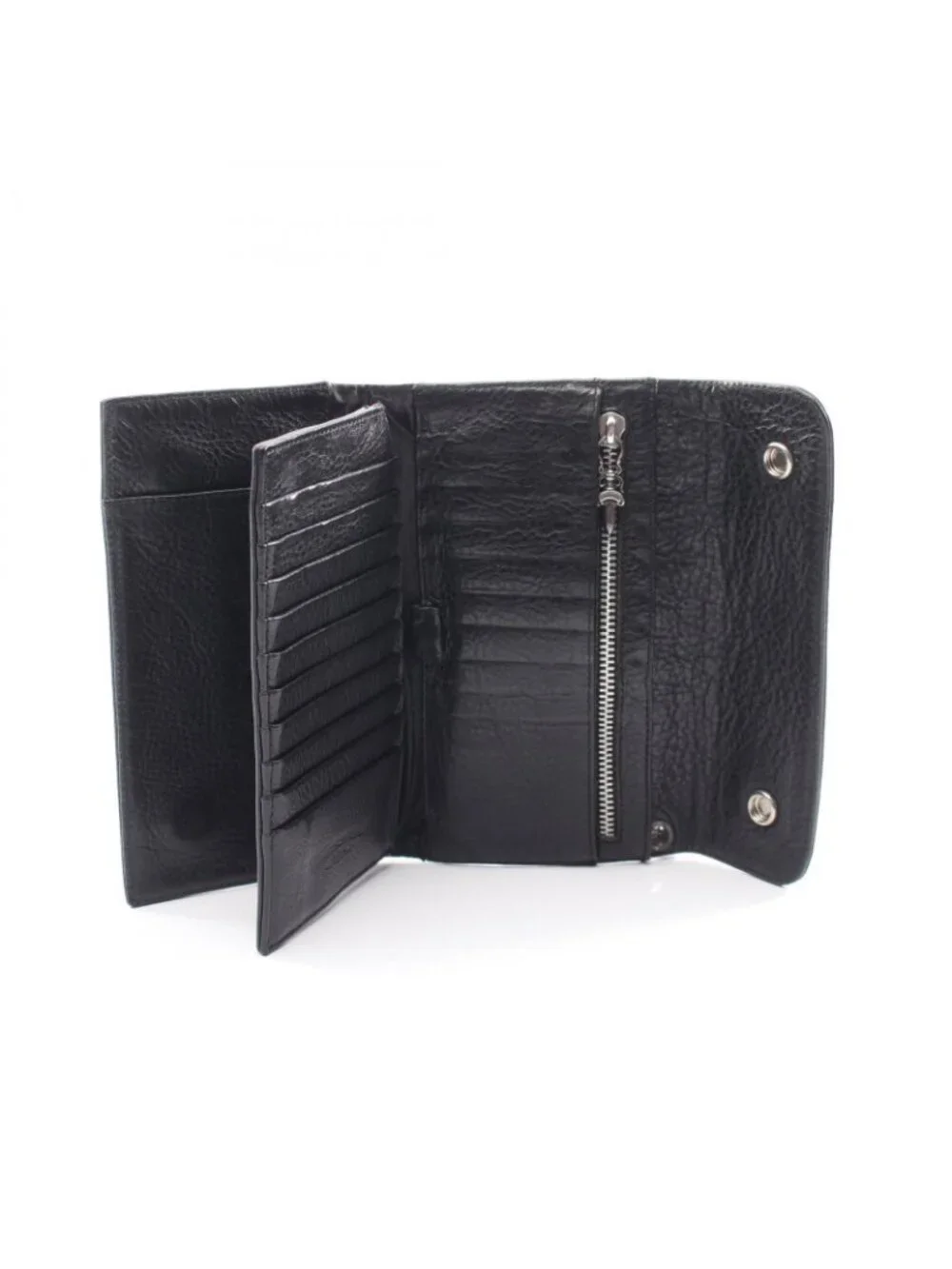Chrome Hearts Trifold Wallet Wave Cross Button Leather